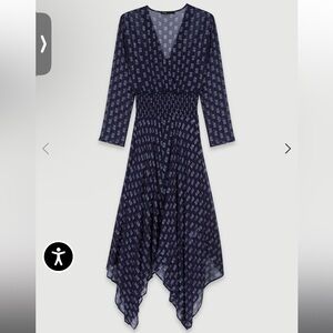 Maje asymmetrical floral Elegant Navy Blue Women's Dress nwt